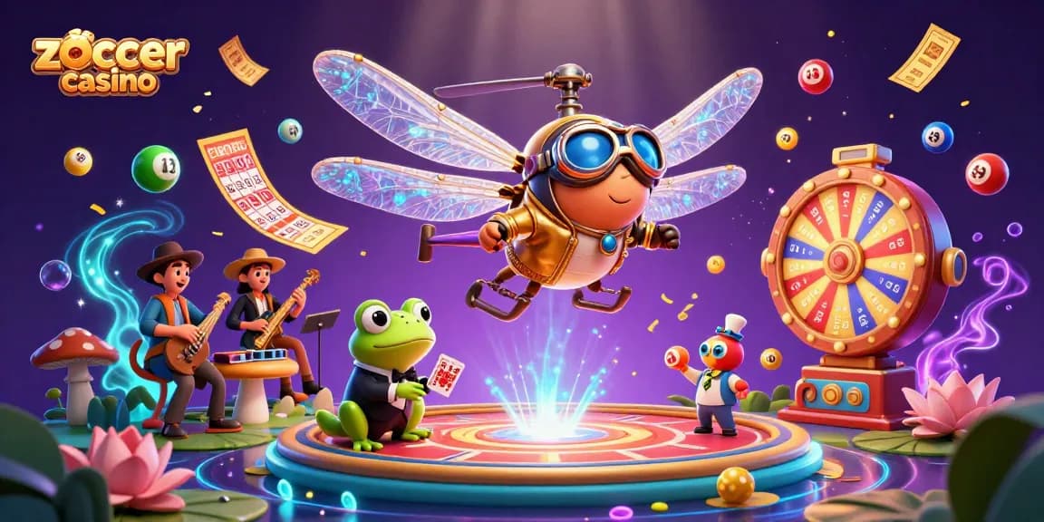 Experience the thrill at zoccer casino with a vibrant scene of game elements and characters