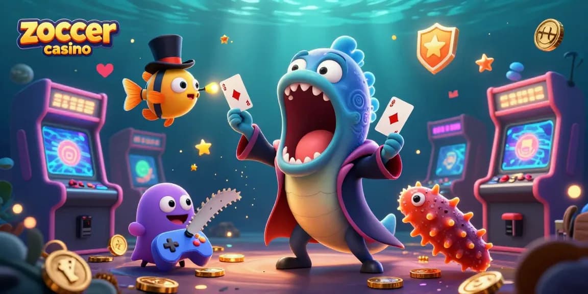 Zoccer casino showcases a magical underwater scene with vibrant creatures performing tricks and exciting gaming elements.