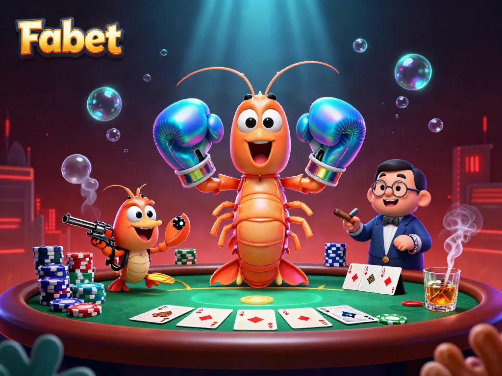 Experience exciting gameplay at Fabet with vibrant 3D illustration featuring casino elements and ocean-themed characters.