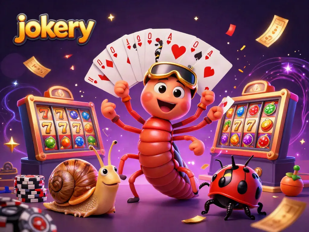 Engage with the playful world of jokery, showcasing a lively casino scene with animated characters and vibrant game elements.
