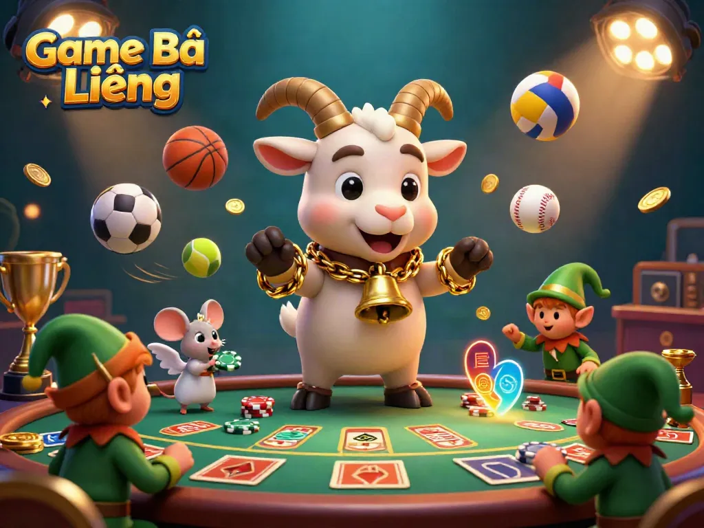 Experience the thrilling excitement of Game Bài Liêng with lively characters managing a vibrant casino atmosphere.