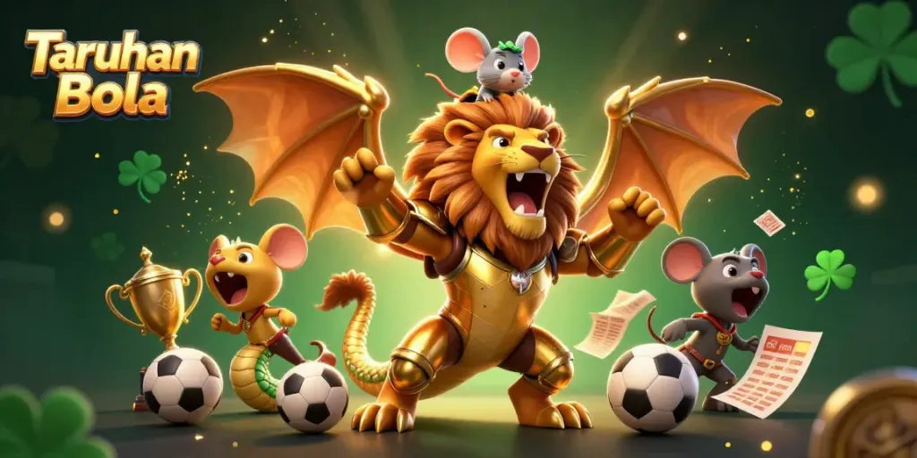 Experience epic Taruhan Bola action with a chimera and mouse jockey in a vibrant arena.