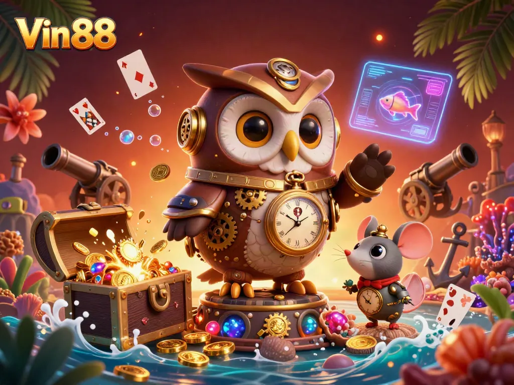 Immerse in Vin 88's vibrant casino world filled with steampunk elements, treasures, and dynamic gameplay.