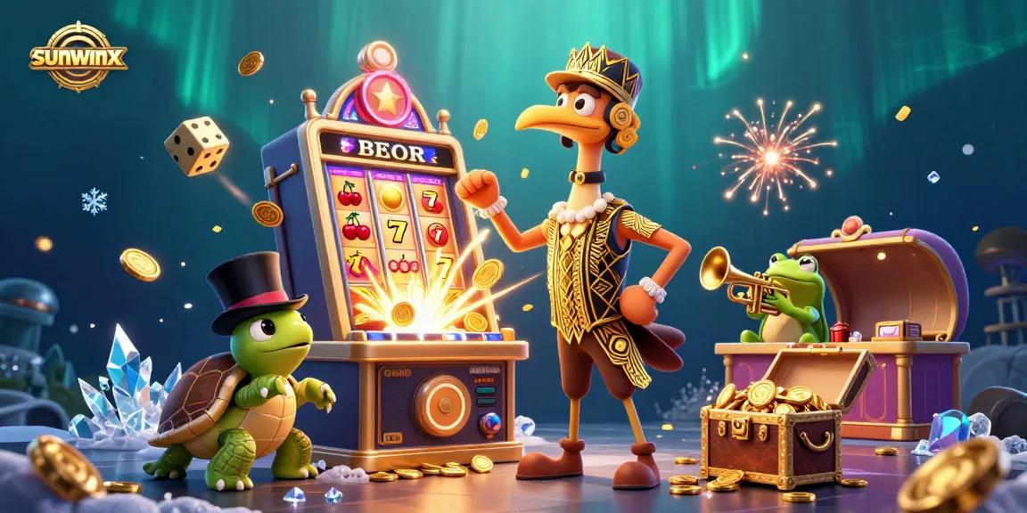 Spin to win at sunwinx with colorful casino games and dynamic 3D characters in an exciting scene.