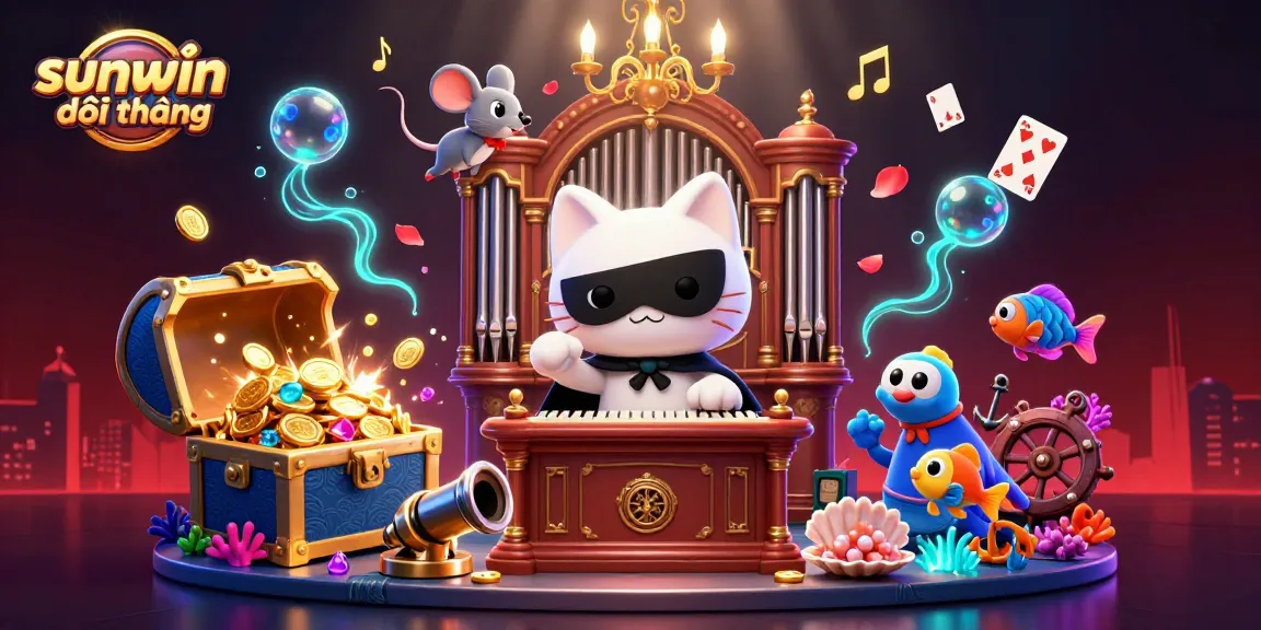 Engage in thrilling gaming at sunwin đổi thưởng, featuring a vibrant casino scene with animated characters.